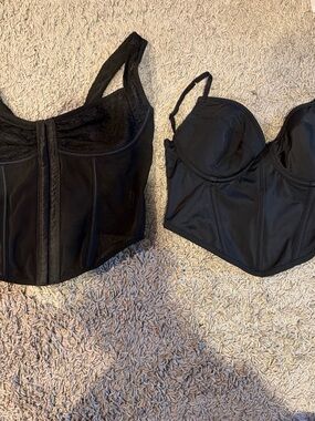 Black Bustier Corset Tops - Set of Two